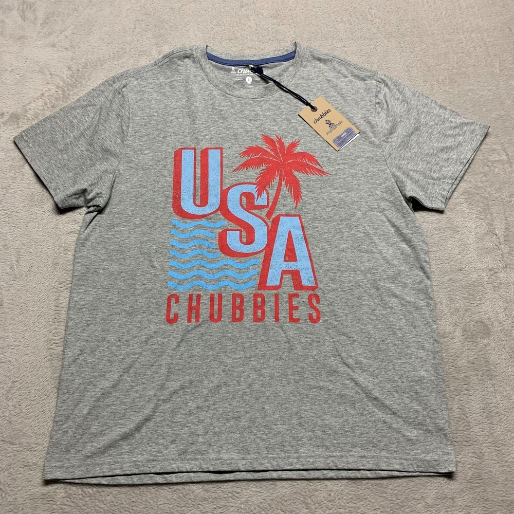 NWT Chubbies T-Shirt USA The‎ Chub Spangled Banner Mens L Gray Short Sleeve NEW
